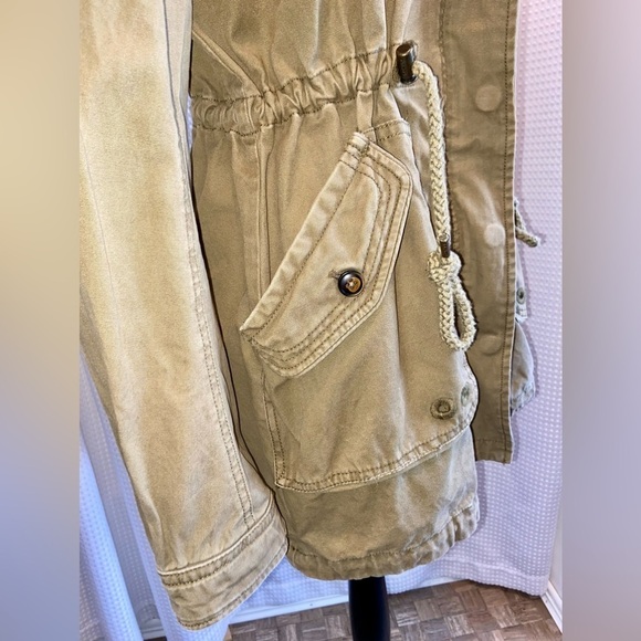 Women’s‎ Garage 100% cotton kaki hooded with pockets utility Jacket Sz small - Picture 5 of 16